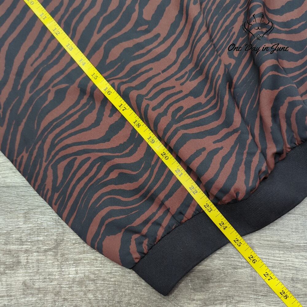 Express Zebra Print Shoulder Pad Long Sleeve Blouse Brown Black NWT Size M - Picture 4 of 5